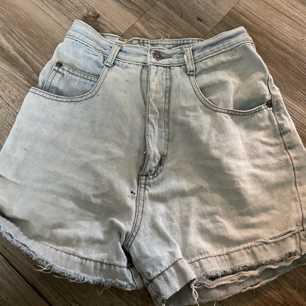Light blue distressed shorts